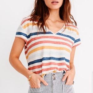 Madewell V Neck Tee in Jay Stripe XS